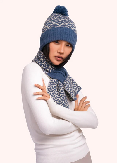 Agatha Pompom Hat, Denim Mix