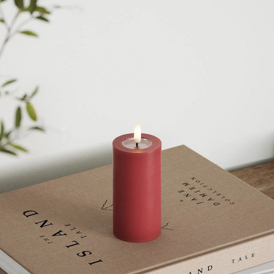 LED Pillar candle Ø 5 x 10 cm Bordeaux