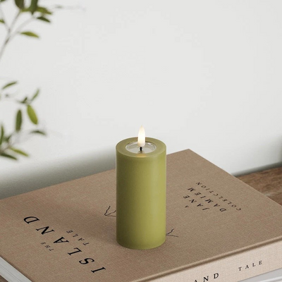 LED Pillar candle Ø 5 x 10 cm Olive Green
