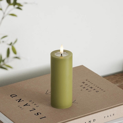 LED Pillar candle Ø 5 x 12.5 cm Olive Green