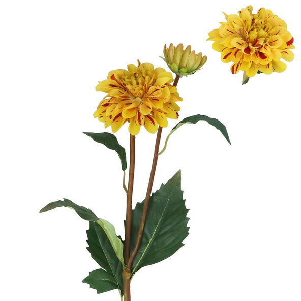 Yellow/Pink Striped Dahlia Flower 53cm