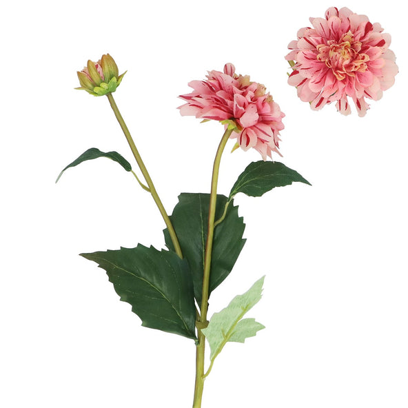 Pink Striped Dahlia Flower 53cm