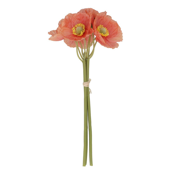 Coral Pink Poppy Set/3 Flower 27cm