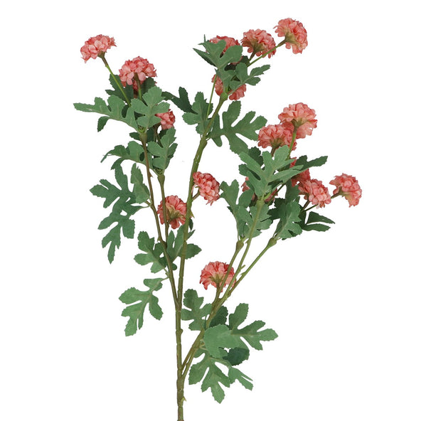 Coral Pink Snowball Tree Branch 82cm