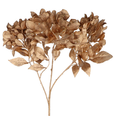 Matt/Sparkling Gold Hydrangea Spray 82cm