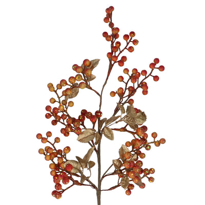 Orange Berry/Leaf with Sparkles Spray 64cm