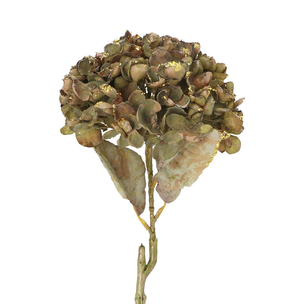 Green/Gold Glitter Hydrangea Stem 62cm