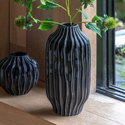 Organford Ribbed Vase Ink Large