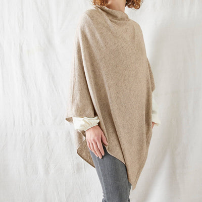 Luxury Merino Cowl Poncho: Desert Beige
