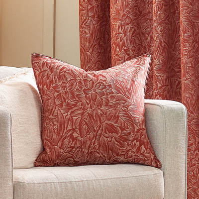 Jacquard Piped Cushion Brick