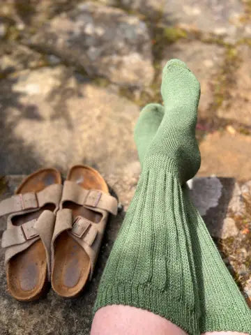 Rib Cushion Alpaca Socks Grass Large