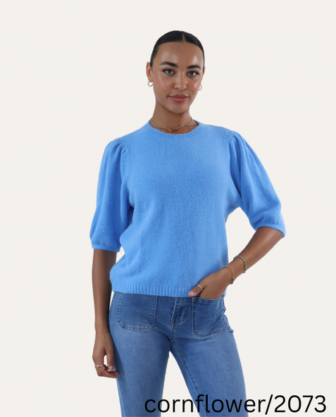 Baby Alpaca Puff Sleeve Jumper Cornflower
