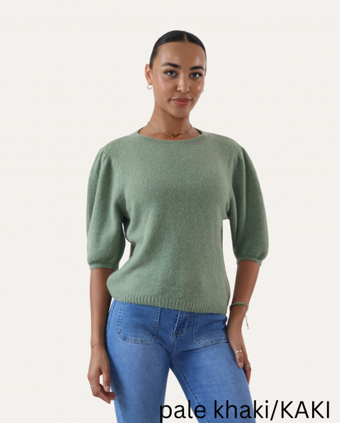Baby Alpaca Puff Sleeve Jumper Pale Khaki