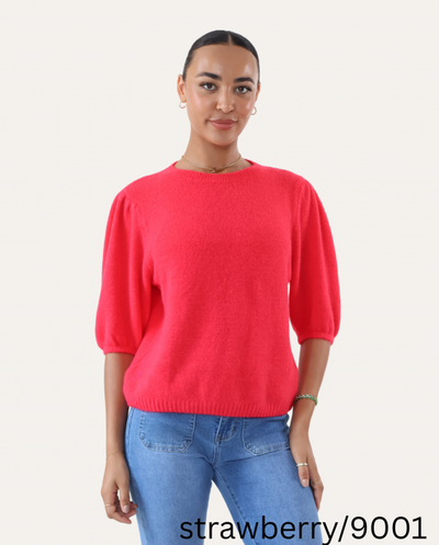 Baby Alpaca Puff Sleeve Jumper Strawberry