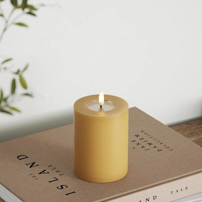 LED Pillar candle Ø 7.5 x 10 cm Curry