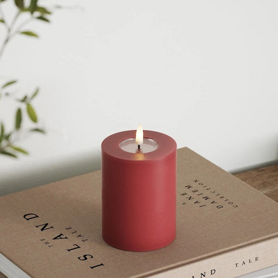 LED Pillar candle Ø 7.5 x 10 cm Bordeaux