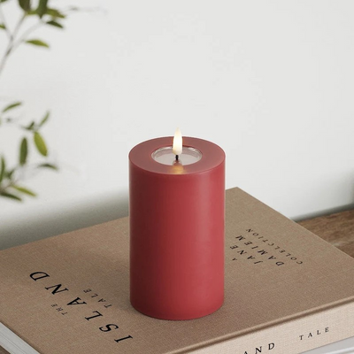 LED Pillar candle Ø 7.5 x 12.5 cm Bordeaux