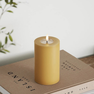 LED Pillar candle Ø 7.5 x 12.5 cm Curry