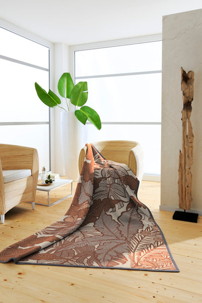 Tropical leaf burnt Orange Throw