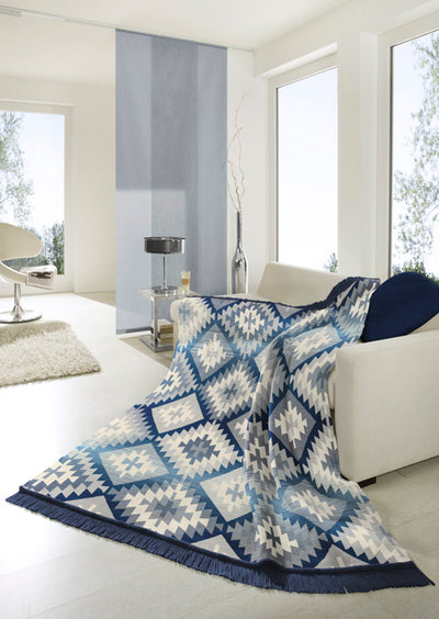 Ikat Diamond Blue Throw