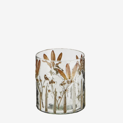 Glass Votive with Petals D:8x9 cm