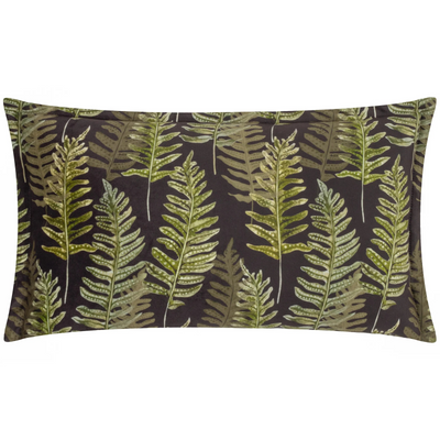Kielder Forest Fern Night Printed Velvet Cushion Black