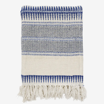 Blue Stripe Recycled Cotton Throw