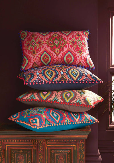 Maharaja Embroidered Indian Design Cushion Cover 40X60Cm: Pink