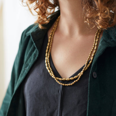 CHANDRA Brass Bead Jewellery: Medium Oval / Necklace