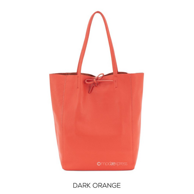 Plain Leather Shopper Dark Orange
