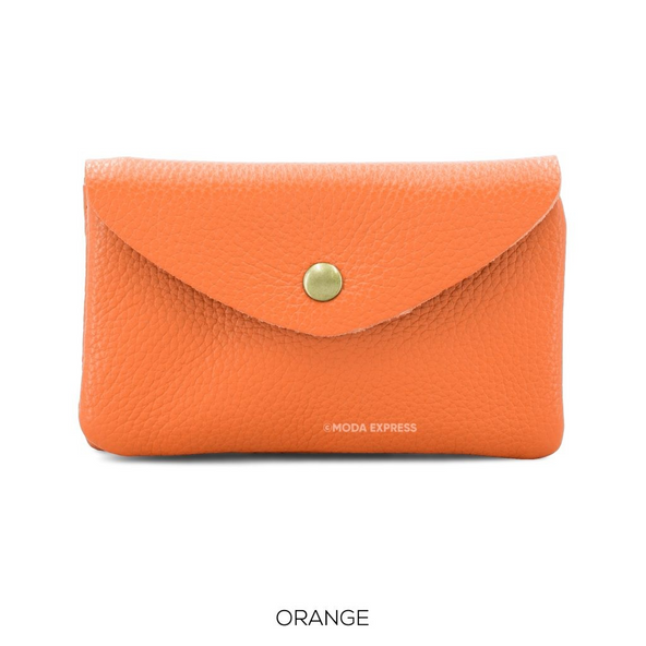Large Leather Button Orange