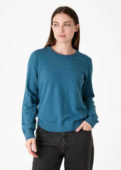 Fitted Crew Neck Long Sleeve Jumper Marine Blue