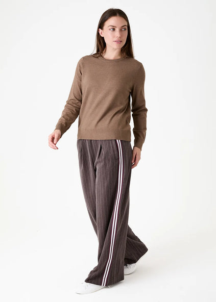 Fitted Crew Neck Long Sleeve Jumper Mink