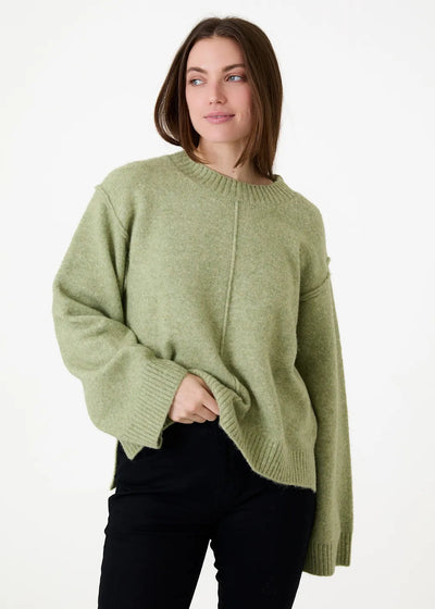 Crew Neck Seam Detail Jumper Pistachio
