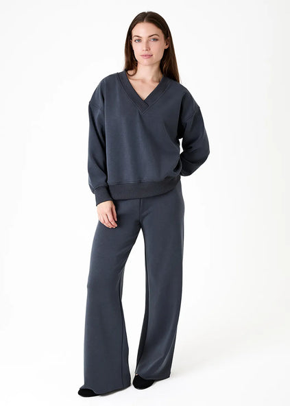 Luxe Jersey Straight Leg Trouser Slate Grey