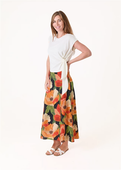 Watercolour Mega Floral Slip Skirt Black