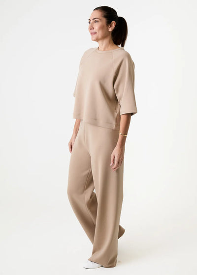 Luxe Jersey Boxy Short Sleeve Sweatshirt Stone