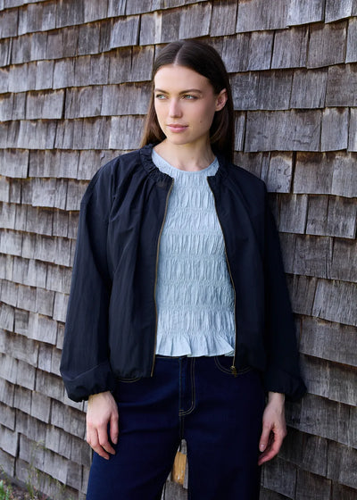 Bubble Hem Zip Front Jacket Black