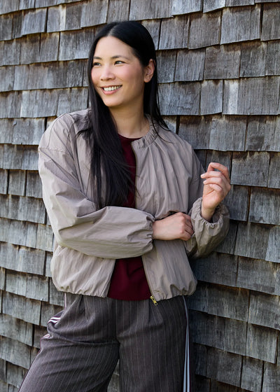 Bubble Hem Zip Front Jacket Mink