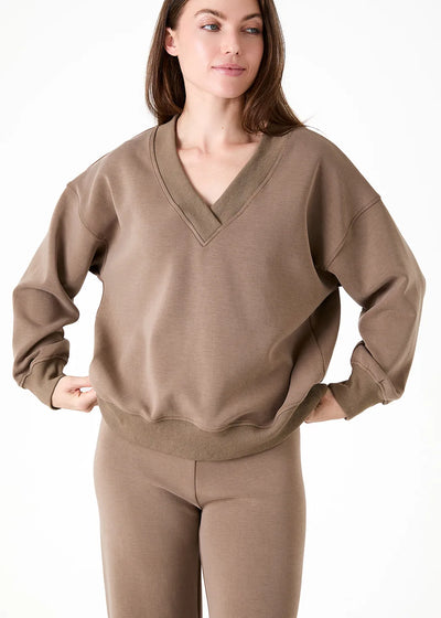 Luxe Jersey v Neck Sweatshirt Mushroom