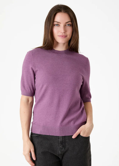 Cashmere Like Short Sleeve Turtle Neck Jumper Heather