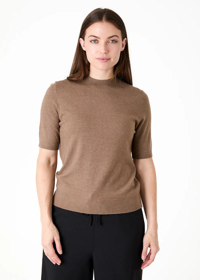 Cashmere Like Short Sleeve Turtle Neck Jumper Mink