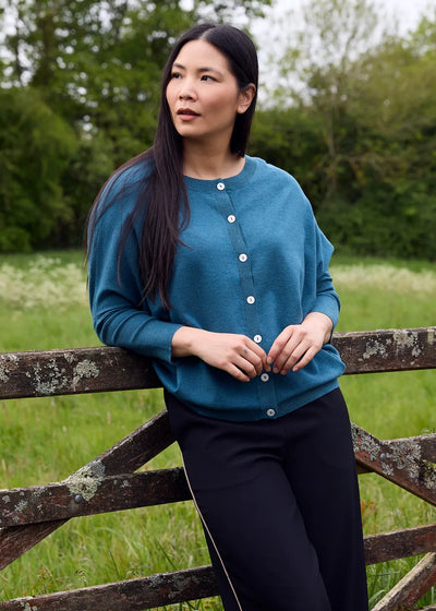 Cashmere Like Batwing Cardigan Marine Blue