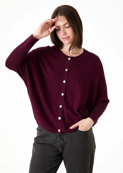 Cashmere Like Batwing Cardigan Merlot