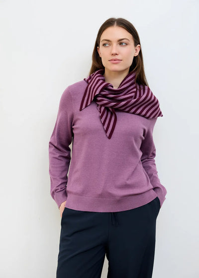 Cashmere Like Stripe Triangle Scarf Merlot