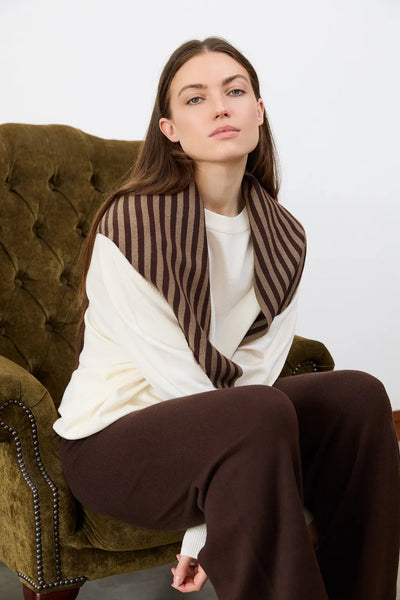 Cashmere Like Stripe Triangle Scarf Mink