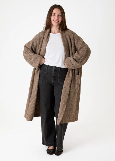 Cloud Yarn Longline Ribbed Coatigan Mink