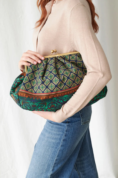 Amulet Emerald Kiss Lock Clutch Bag