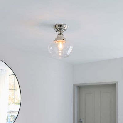 Camrose Ceiling Light Nickel with Clear Glass