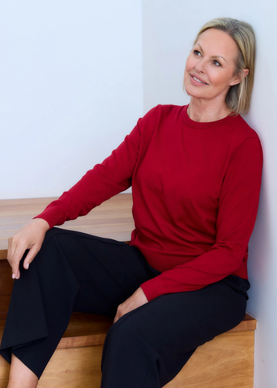 Cashmere Like Fitted V-Neck Jumper Scarlet